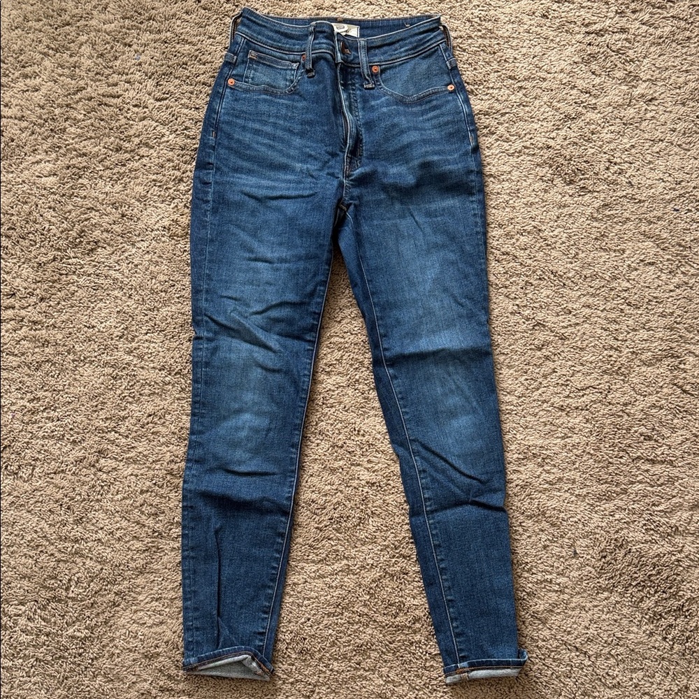 Women’s Madewell Curvy High-Rise Skinny Dark Blue Jeans